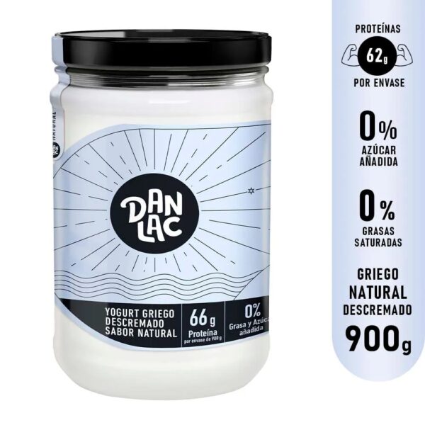Yogurt Griego Descremado Sabor Natural Frasco 900Gr