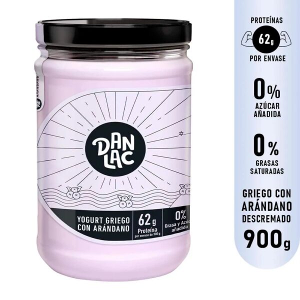 Yogurt Griego Descremado con Arandanos Frasco 900Gr
