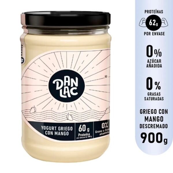 Yogurt Griego Descremado con Mango Frasco 900Gr